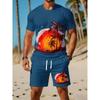 Men'S Summer Casual Sportswear Set Featuring a Breathable Round-Neck T-Shirt And Shorts with Digital Print