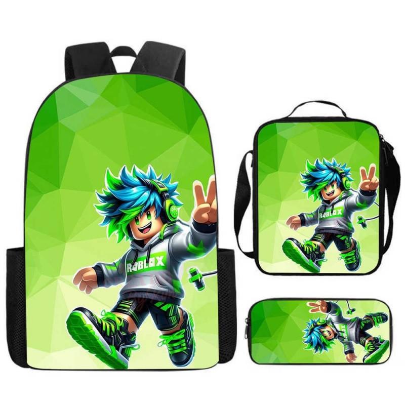 ROBLOX Themed Kids Backpack School Lightweight Durable Oxford Fabric Bag With Padded Straps Cartoon Print Grades 1-9