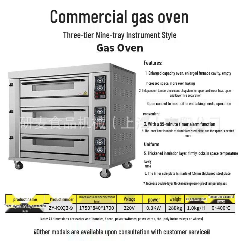 Large Commercial Gas Oven with Multiple Trays for Baking Bread