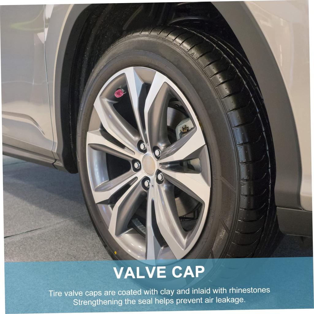 TINEASUR 4pcs Valve Caps Rhinestone Valve Stem Cover Steering Wheel Cover Tire Cap Car