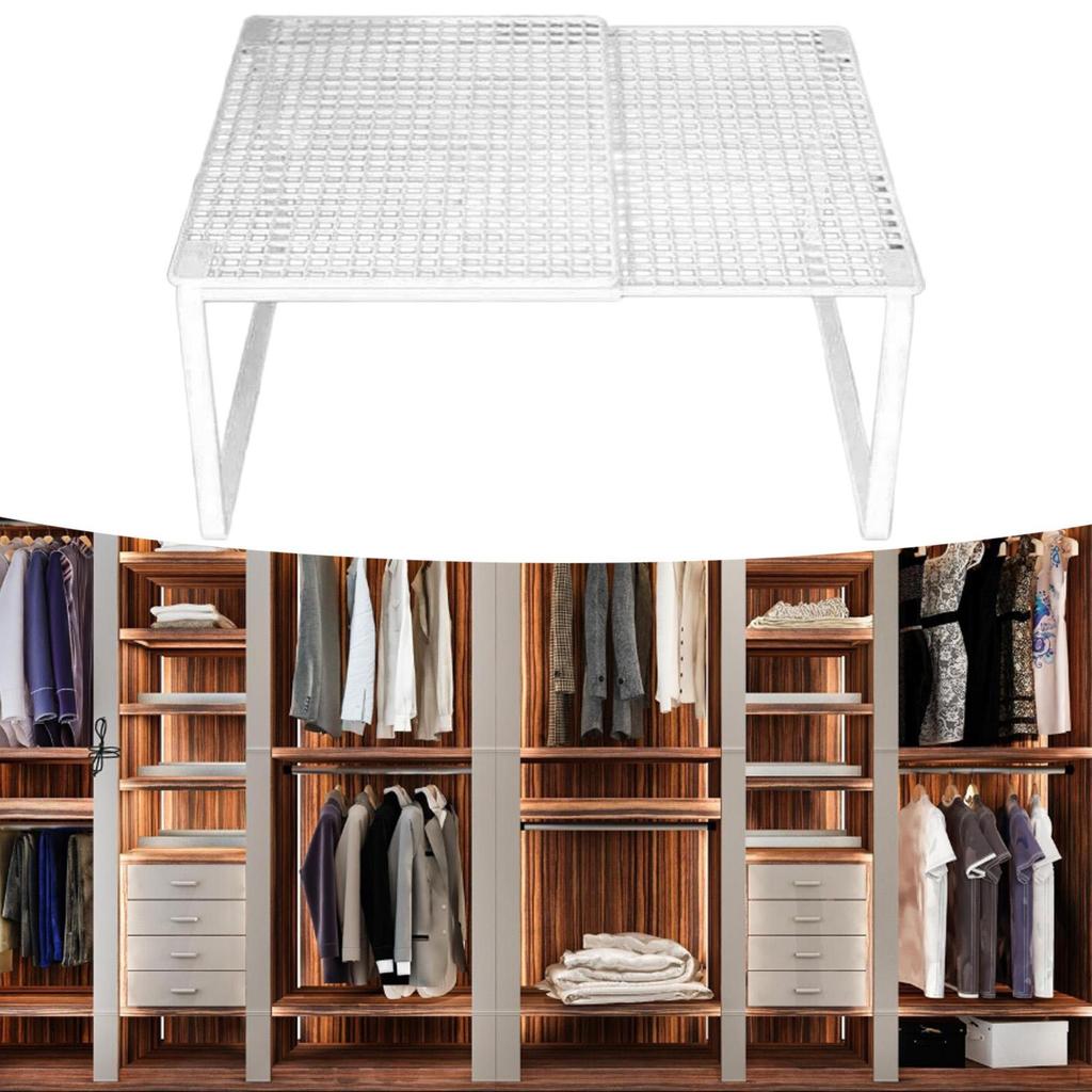 Expandable Cabinet Shelf Stand Non-Slip Closet Organizer Adjustable for Plates Household Bedroom