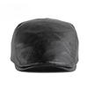 Vintage PU Leather Flat Cap for Men Women British Style Beret Autumn Winter Warm Newsboy Cap Fashion Adjustable Duckbill Hat