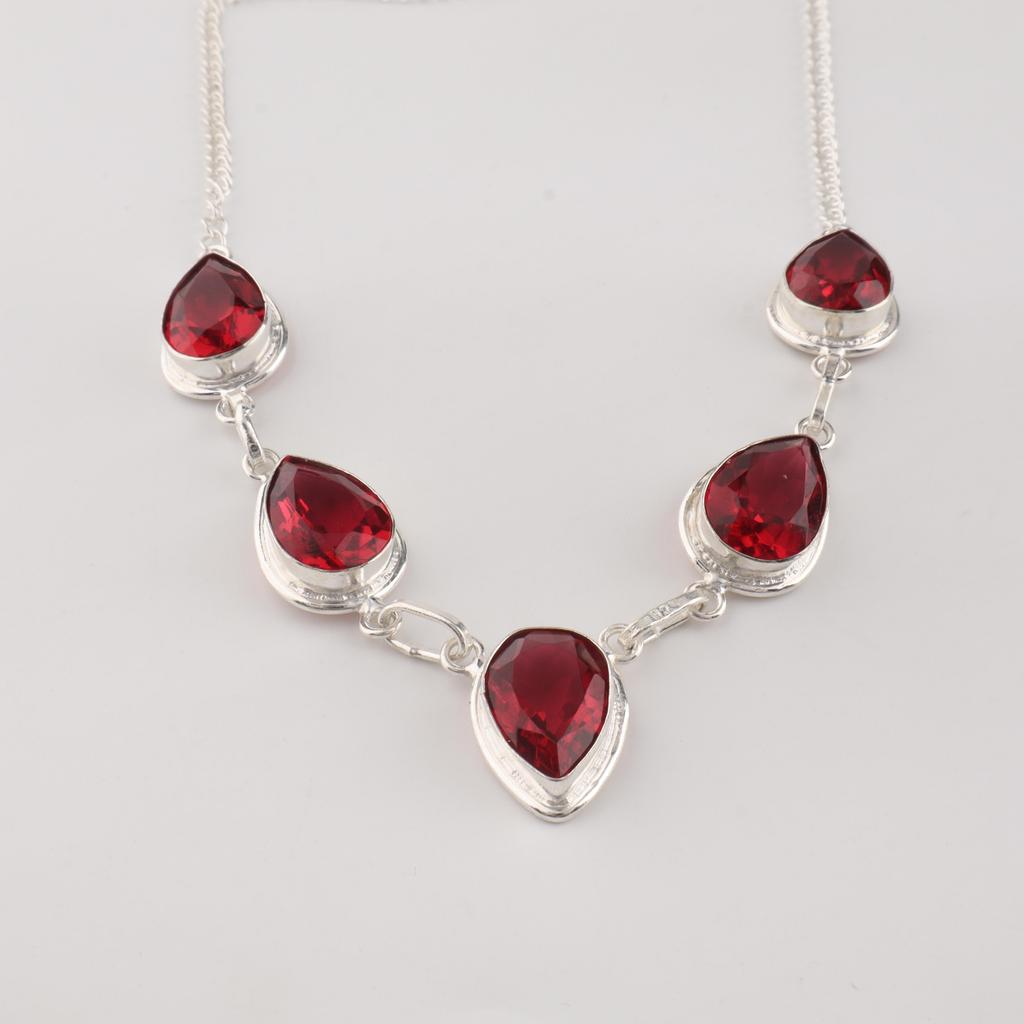 Rosa Rubellit Edelstein Silber Halskette 925 Sterling Silber Handgefertigter Silberschmuck Für Frauen RN-1-9