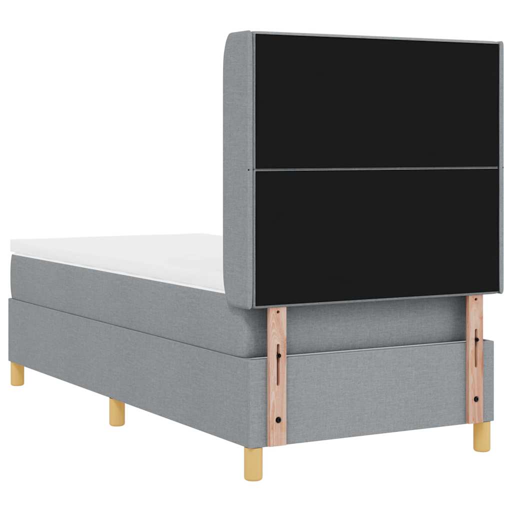 Boxspring Bed with Headboard Light Gray 100 x 200 cm Fabric