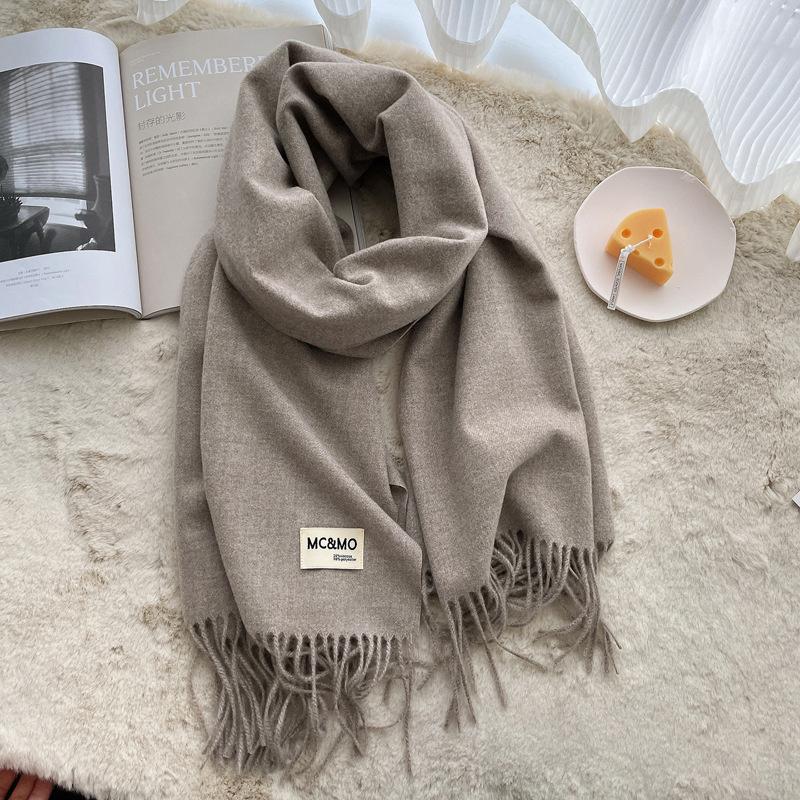 Winter Cashmere Solid Color Pashmina Tassel Scarf for Women Warm Scarves Wraps Girls Thicken Warm Shawl Wrap Echarpe Stole