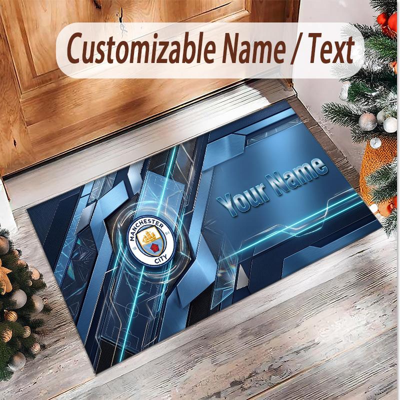Personalized Crystal Velvet Carpet Manchester City Pattern Non Slip Floor Rug