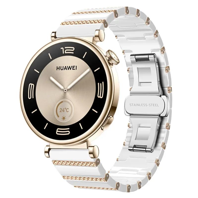 18mm Ceramiczno-Metalowy Pasek Do Huawei Watch GT5 Pro 42mm GT6-5 41mm Damska Luksusowa Bransoletka Opaska Na Nadgarstek Do Huawei Watch GT6-5-4 41mm