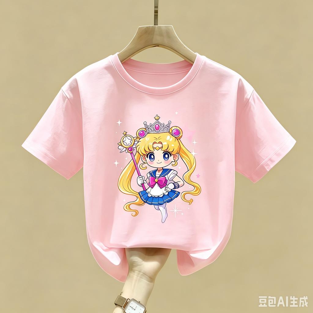 Maglietta Sailor Moon Bambini Ragazza Ragazzo Vestiti Estivi Neonato Cotone Magliette Stampa Manica Corta Top Bambini Toddler Anime Magliette Regalo