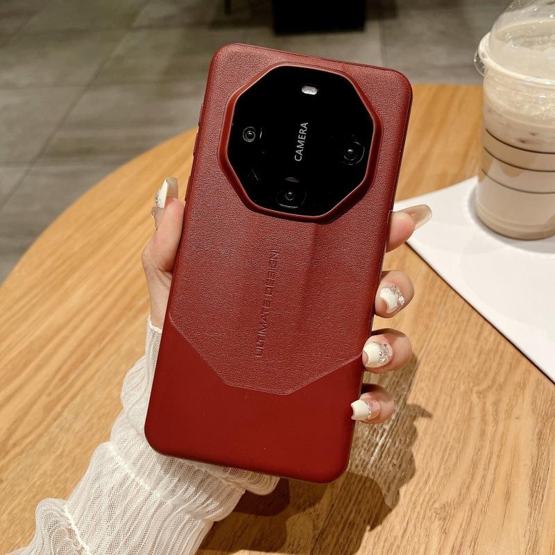 Applicable To Huawei Mate11 Mobile Phone Case Pro + New Ultra-thin Plain Leather Splicing Lens All-inclusive Anti-drop Case Hard