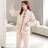 1011 New Coral Fleece Pajamas Women's Winter Three-layer Cotton-padded Fleece Thickened Autumn and Winter Zipper Loungewear