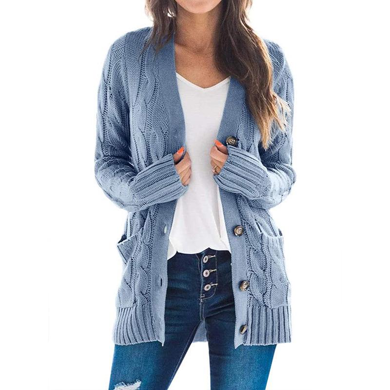 Autumn/Winter 2025 Women's V-neck Long Sleeve Knitted Cardigan Sweater - European and American Style.