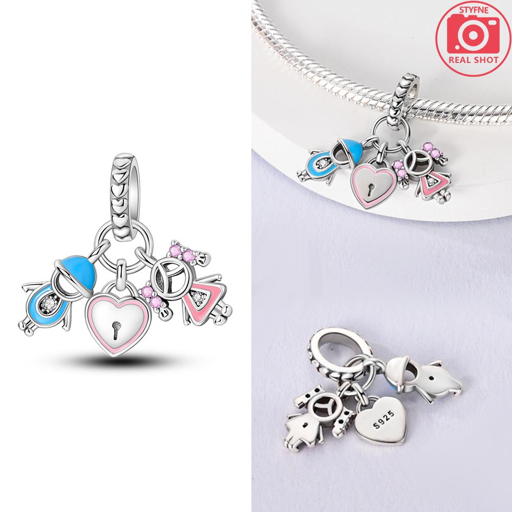 Charms Copper Original Red Heart Bicycle Love Couple Pendant Bead Fit Bracelet Valentine'S Day Fine Gift Women Jewelry Diy