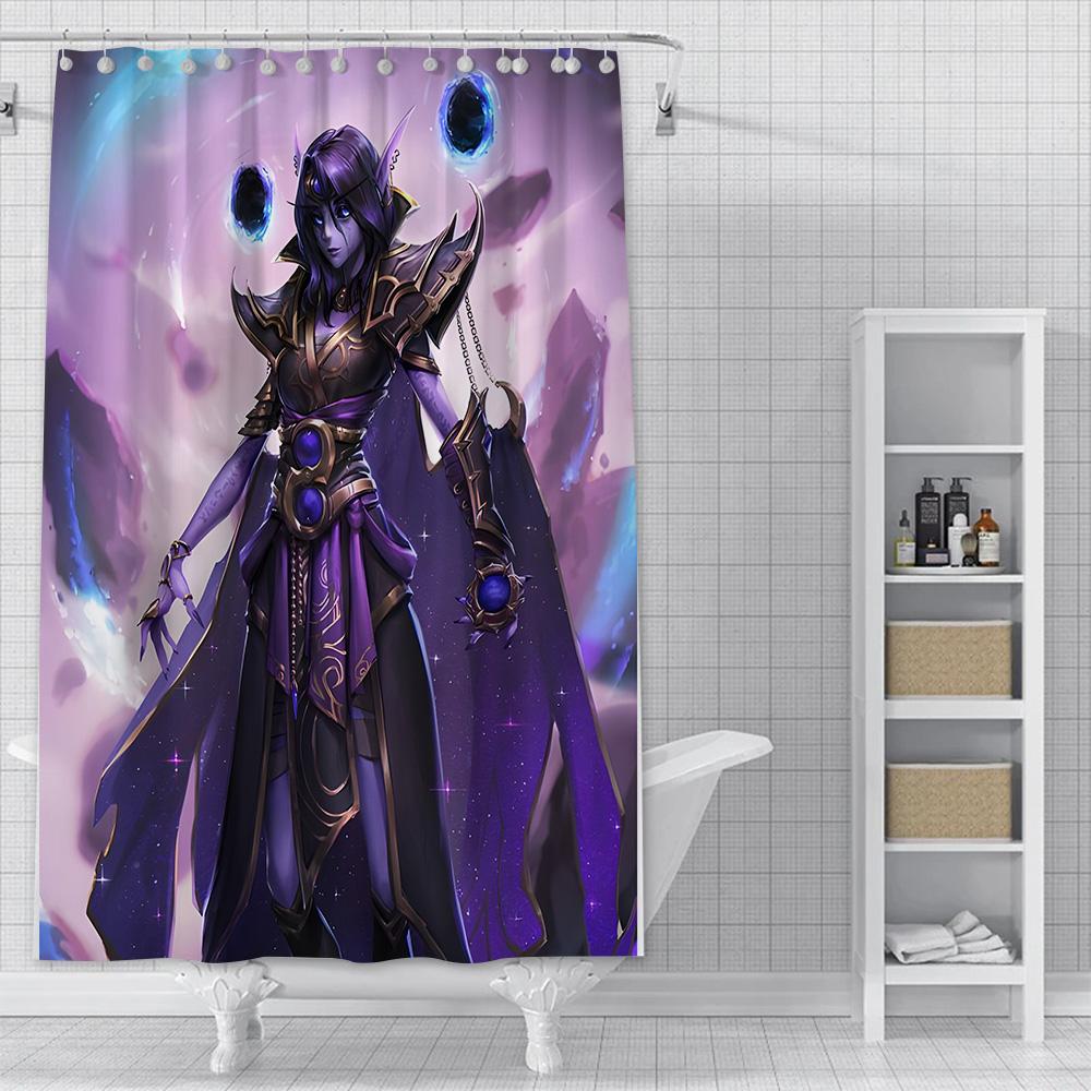 Shower Curtain Waterproof Polyester Fabric Paint Colorful Bath Curtains World Of Warcraft Home Bathroom Decor Curtain With Hook