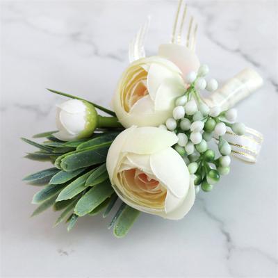 Fresh Simulated Flowers Corsage Buttonhole Groomsmen Bridesmaid Boutonniere Wedding Bride Groom Accessories Boutonnieres