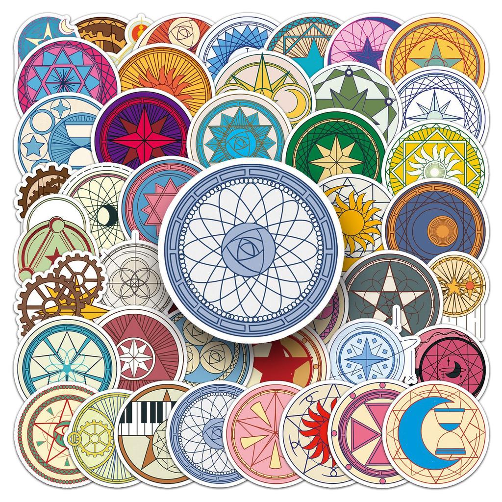 50 Magic Circle Personalized Doodle Cartoon Witch Decorative Laptop Suitcase Stickers