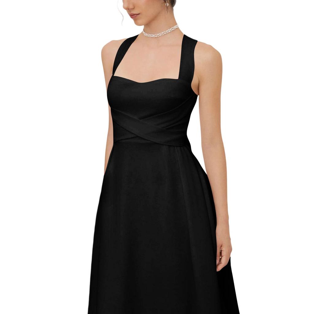 Trendy Women's Square Neck Spaghetti Strap Cami Dress - Sleeveless Color Fitted Waist Summer Casual Dress for Women 20