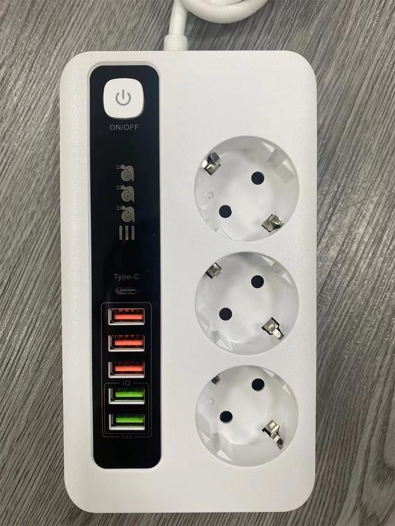Power Strip EU AC Outlet Socket Multiprise Smart Home Extension Electrical Adapter 3-position TYPE-C USB Charging