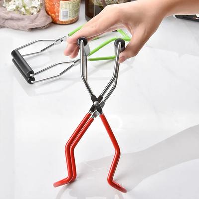 Stainless Steel Canning Jar Lifter with Grip Handle Can Lifter Tongs Jar Clip Heat Resistance Anti-clip Glass Tong for Kitchen
