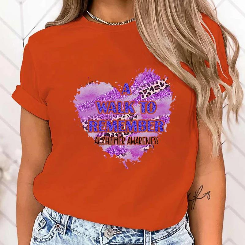 (High Quality T Shirt)Fashion T-Shirt A Walk To Remember Alzheimer Awareness Love Print Designed Summer Tops Tees(Fast Delivery)