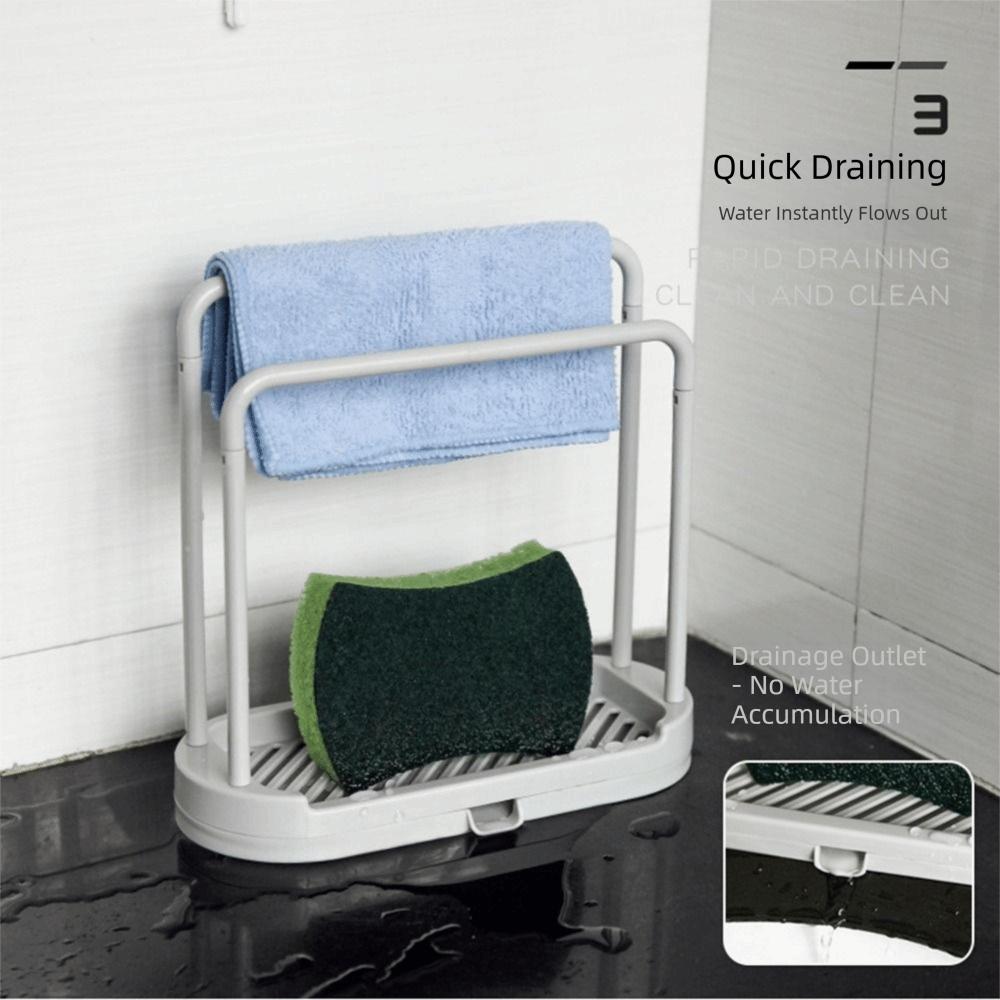 Double-Layer Kitchen Dishcloth Holder Hollow Design Countertop Rag Hanger Under Sink