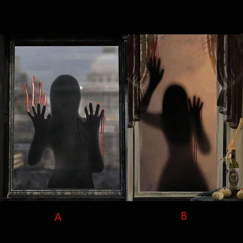 Halloween Horror Glass Window Decor Glass Sticker Horror Female Ghost Wall Stickers Self-Adhesive Party Haunted House Horror Pro