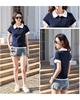 Spring/Summer 2026 Korean Style Women's Slim Fit Cotton T-shirt with Double Layer Sleeves