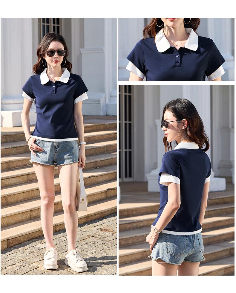 Spring/Summer 2026 Korean Style Women's Slim Fit Cotton T-shirt with Double Layer Sleeves