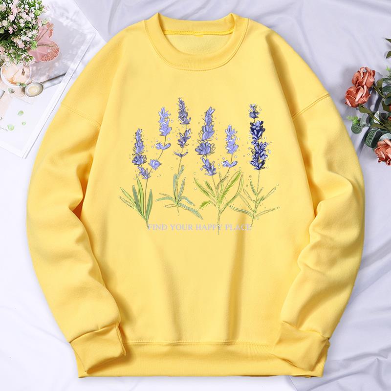 

Beautiful Of Lavender Printing Women Hoodie Street Fleece Hoody Crew Neck Autumn Sweatshirt Hip Hop Oversize Clothing Female XXL жёлтый