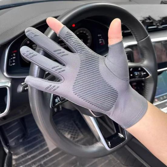 Men Sun Protection Gloves, Ultra Thin Summer Driving Gloves, Anti-Slip Palm, UV Protection Gloves for Fishing Cycling Hiking