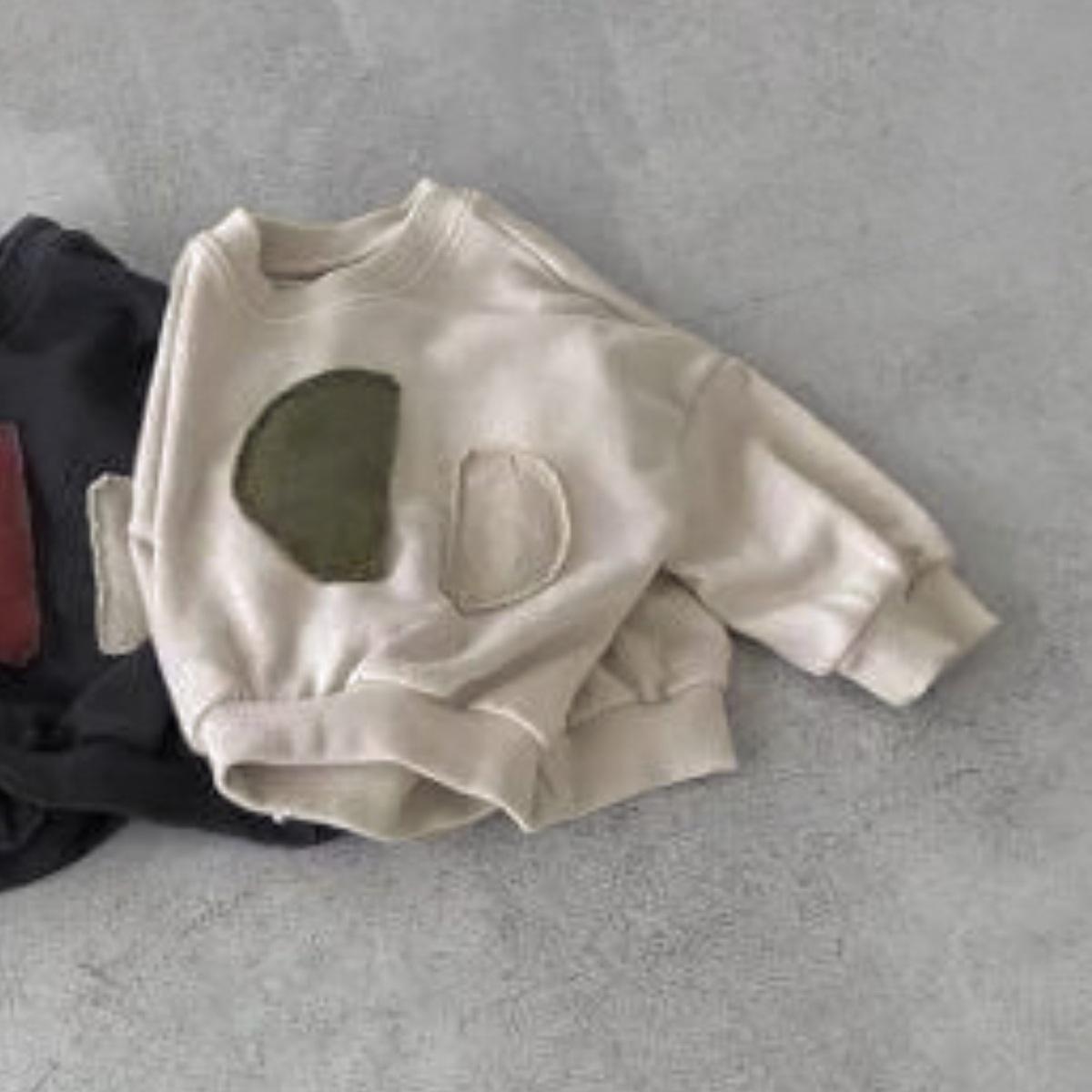 Korean Style Round Neck Hoodie & Retro T-shirt for Kids: Casual Long Sleeve Top 100 cm