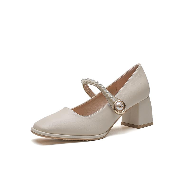 Chunky Heel Mary Jane Skor för kvinnor Blockklackar Dressy Skor med ankelrem Dam Casual Rund Toe Pumps Bröllopskontor Fest Mary Jane Pumps