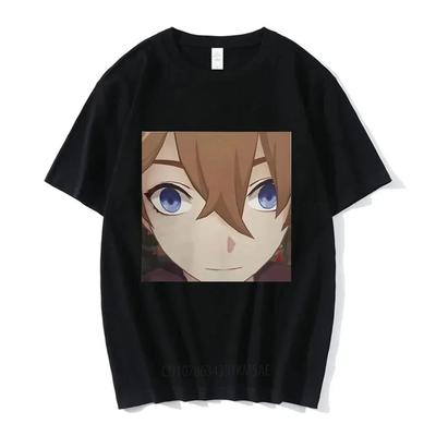T-shirts de jeu Genshin Impact T-shirt Tartaglia Face Meme Homme Mode T-shirt Manches Courtes Hauts Camiseta Vêtements Femme Harajuku