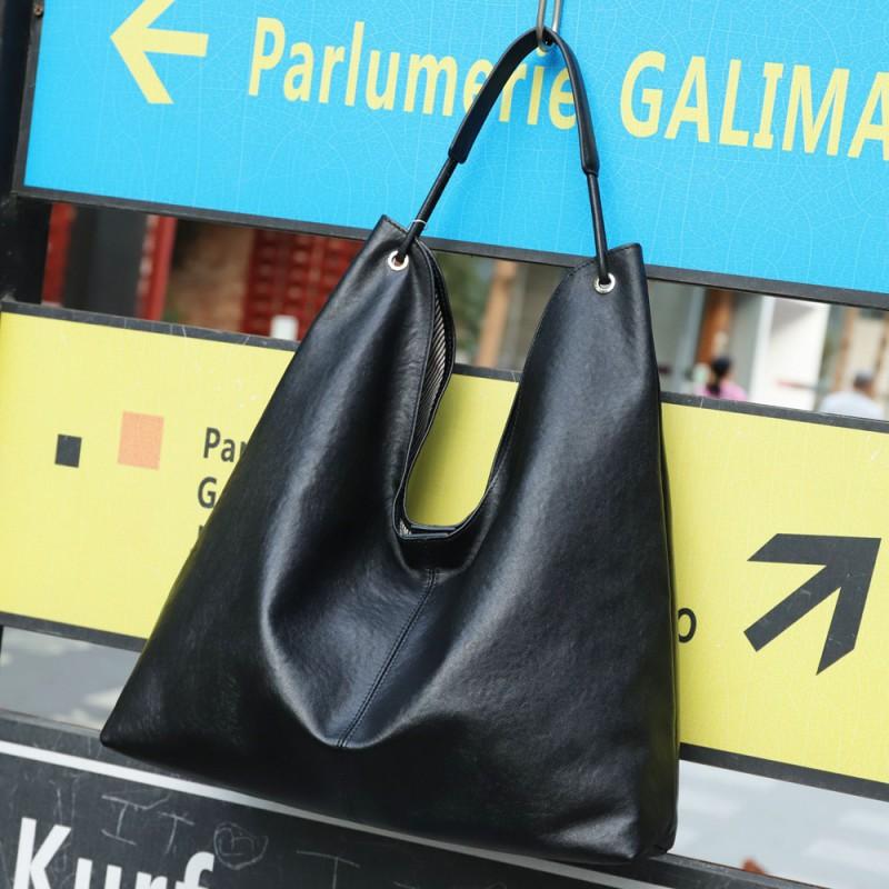 

Planted Women s Bag Tanned Cowhide Popular Large Capacity Genuine Leather Tote Versatile Single Shoulder Armpit чёрный