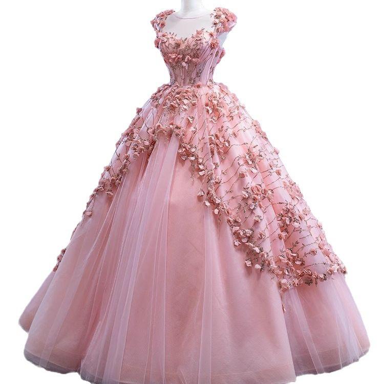Evening dress 1011 New host art test performance Bridal wedding toast dress Luxury and thin solo tutu