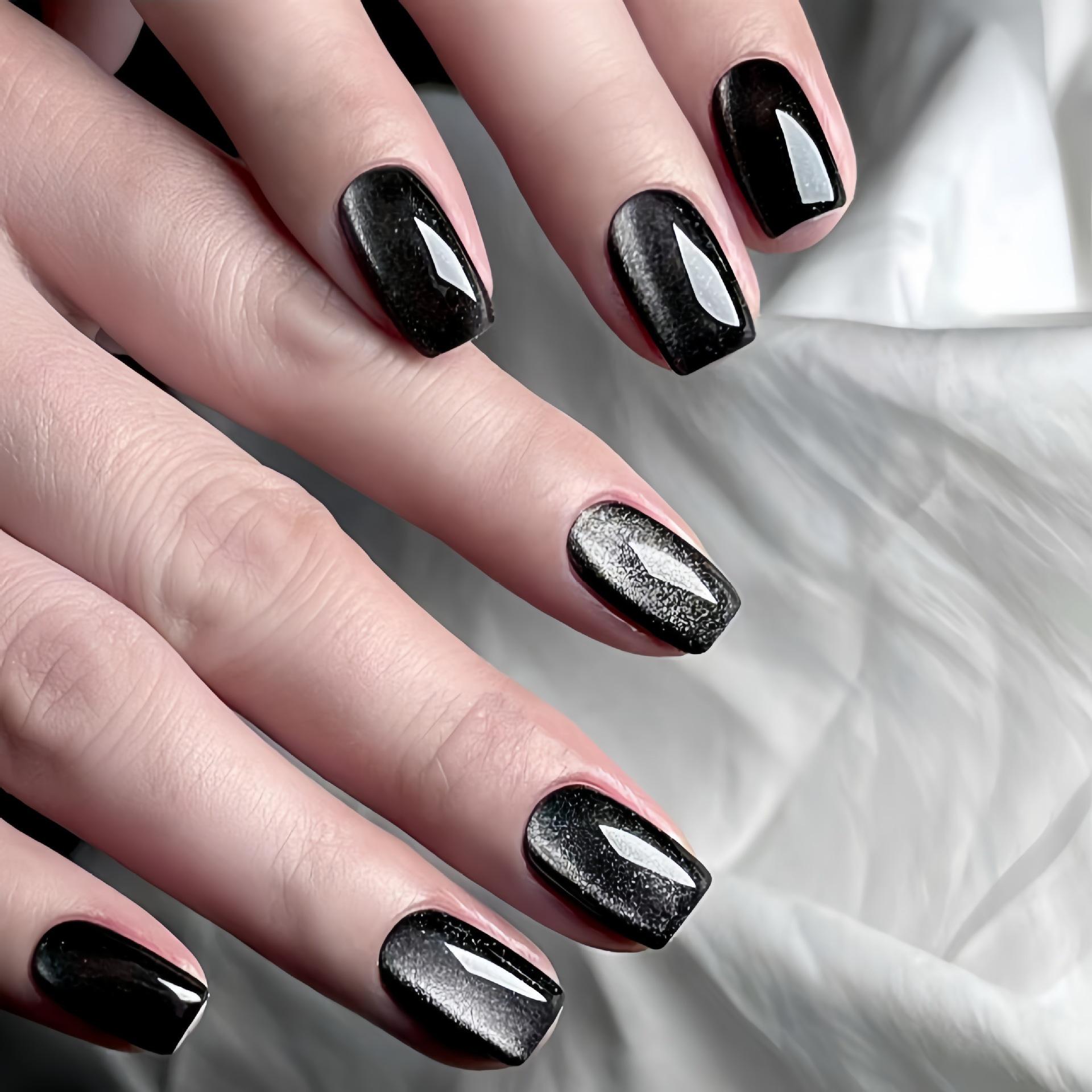 Elegant Black Cat Eye Nail Art Stickers - Women s Fashion Wearable Nails