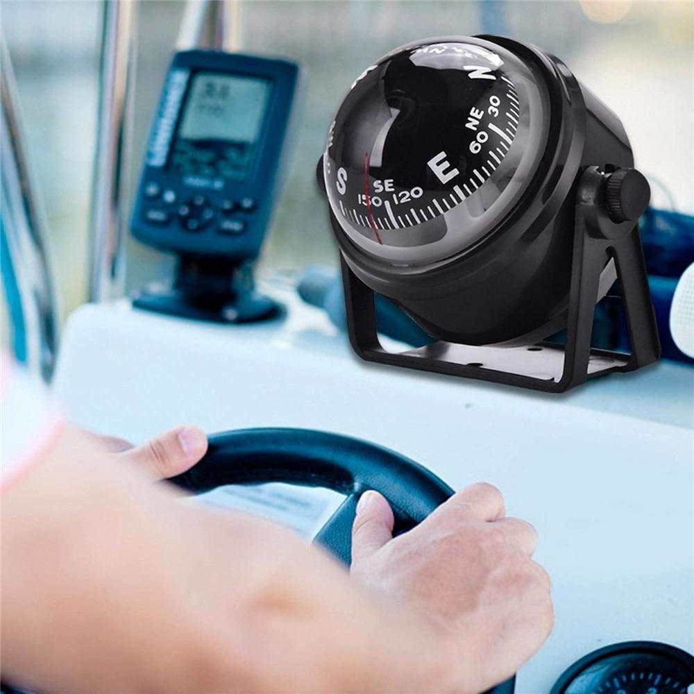  ABS Plastic Adjustable Boat Compass Dash Mount Electronic Navigation Marine Night Ball Compass For Boat, Truck, Caravan