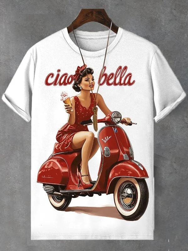 Sommer Neue Mode Trend T-Shirt Ciao Bella Buchstaben Druck Einfach Lässig Kurzarm T-Shirts Streetwear Unisex T-Shirts Y2k Oberteile 6XL