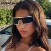 Small Frame One-Piece Shield Sunglasses Women  Luxury Brand Vintage Y2K Punk Goggle Sun Glasses Trendy Windproof Shades