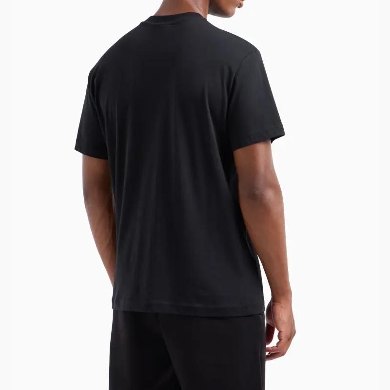 Emporio Armani EA7 Color Block Letter Print Crew Neck Short Sleeve T-Shirt Men t-shirts Black 6DPT47-PJTJZ-1200