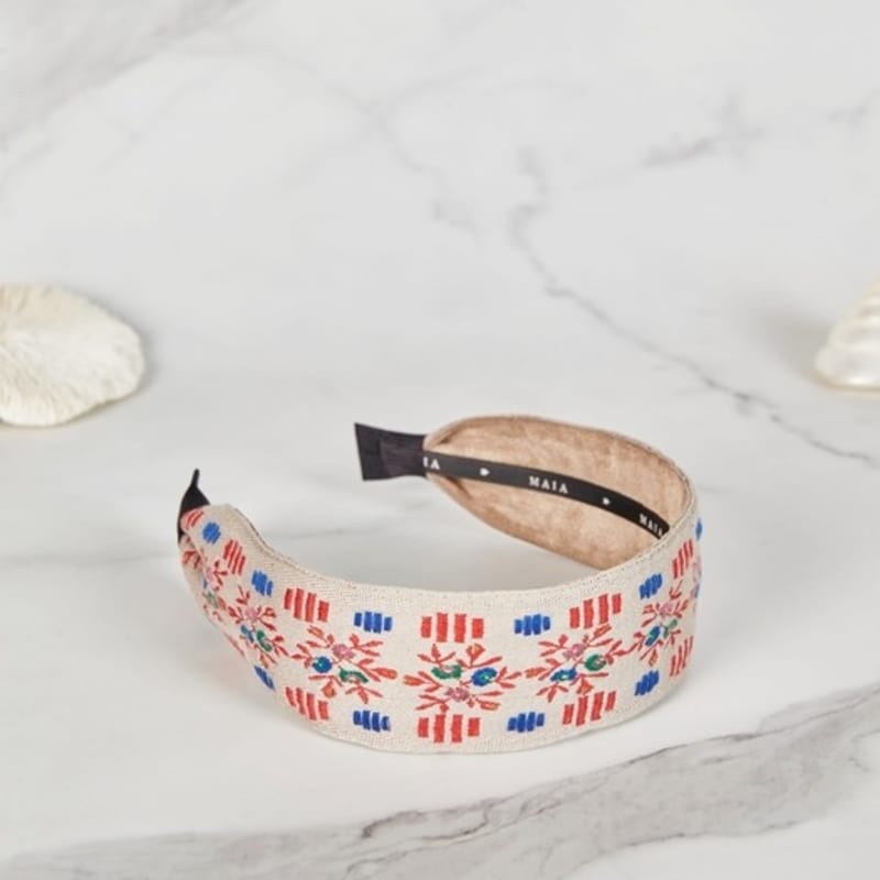 

MAIA Garden Жаккардовая повязка для волос - Однотонная бежево-розовая Minjahyeong beige pink