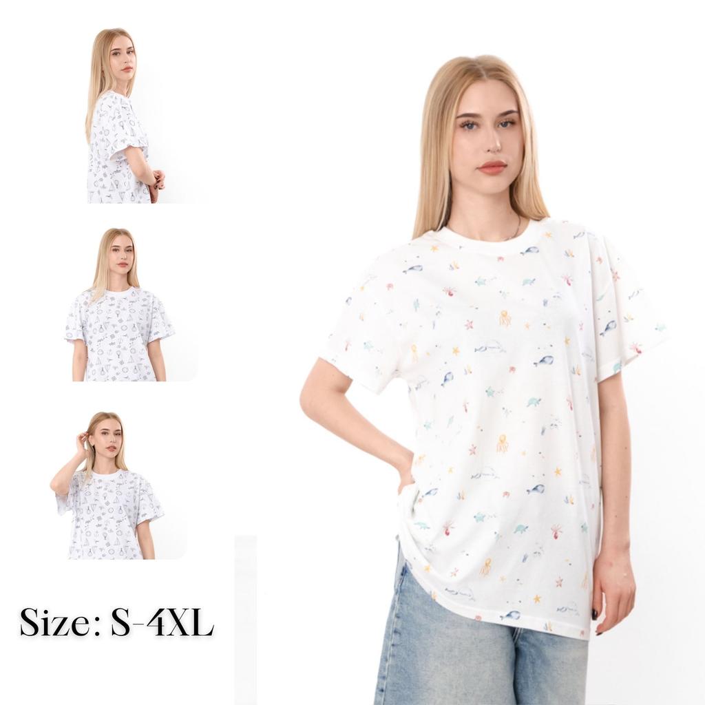 Women's Oversized Graphic T‑Shirt with Print – Casual Summer Fashion Top – Soft Cotton Relaxed Fit Shirt for Women Summer 8384-002 HC