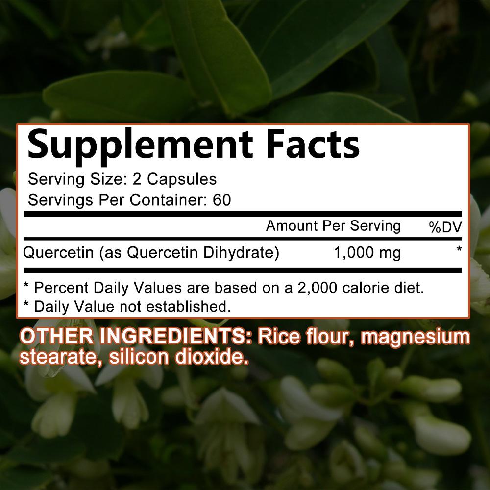 Quercetin Nahrungsergänzungsmittel, 1000 mg pro Portion, 120 Kapseln pro Flasche