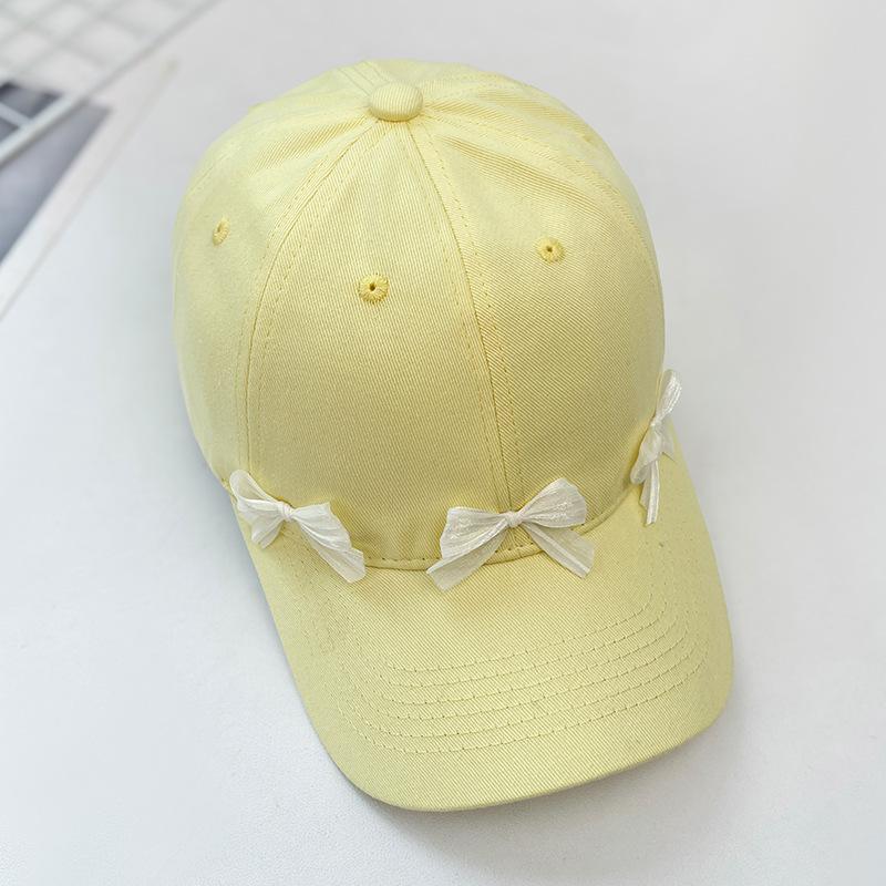 Bow Baseball Cap Female Sweet Versatile Wide Brim Sunscreen Peaked Cap Show Face Student Sun Hat