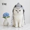Pet Photography Props Funny Shark Cat Hat, Crocheted Hat with Braided Straps, Soft Cute Knitted for Cats Small Dogs Puppy Headwear