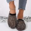 Fashion 2025 Summer Women's Rhinestone Openwork Slippers Breathable Mesh Flat Sandals Covered Toe Casual Slip-On New Design Hot Sale