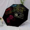 Automatic Folding Umbrella Colorful outlines of gaming controllers. Portable collapsible design, casual outdoor accessory, Christmas birthda