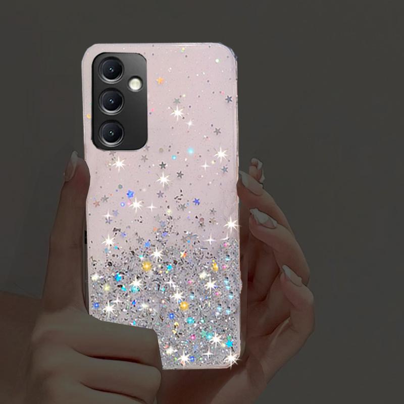 Candy Color Glitter Soft Sequins Stars Case For Samsung Galaxy A05 A05S A25 A04S A14 A24 A34 A54 M14 M34 M53 5G 4G S21 S22 S23 Ultra PLus FE Cover