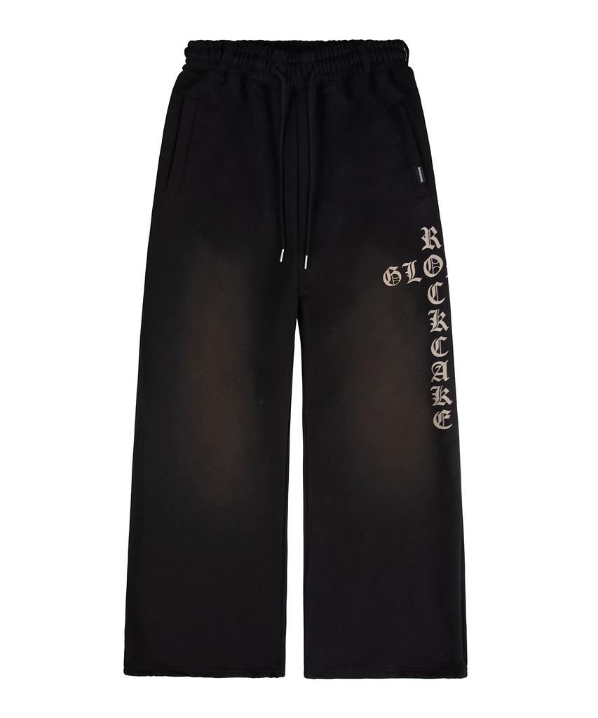 ROCKCAKE Washed Cross Lettering 2Way Jogger - Black