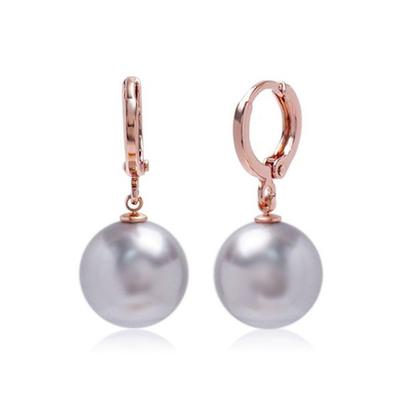 E473 12mm Hellgrau Perlmutt Roségold One-Touch Ohrringe