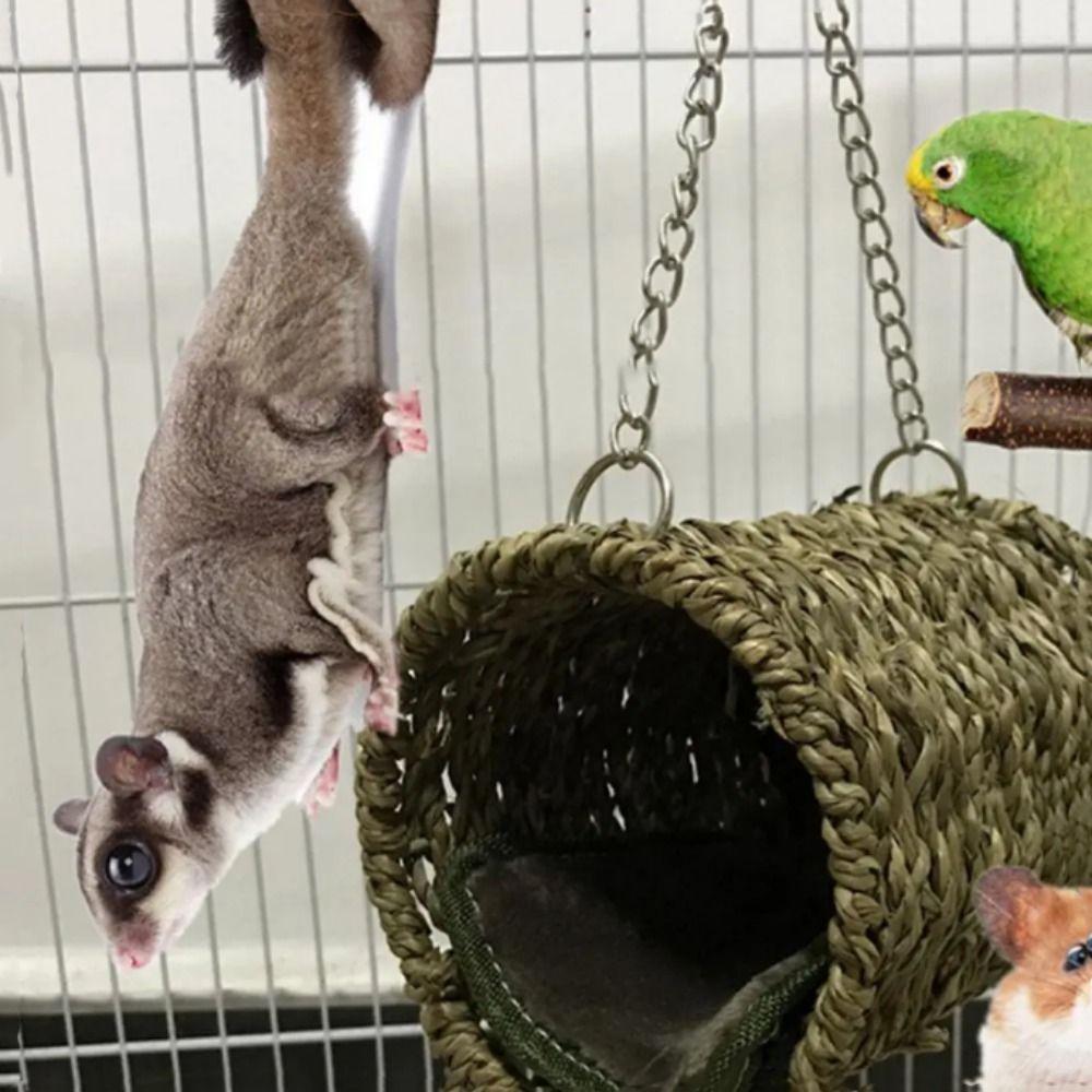 Natural Grass Hamster Hammock Grass Weaved Bird Tunnel Bed Grass Tunnel Hammock  Sleeping